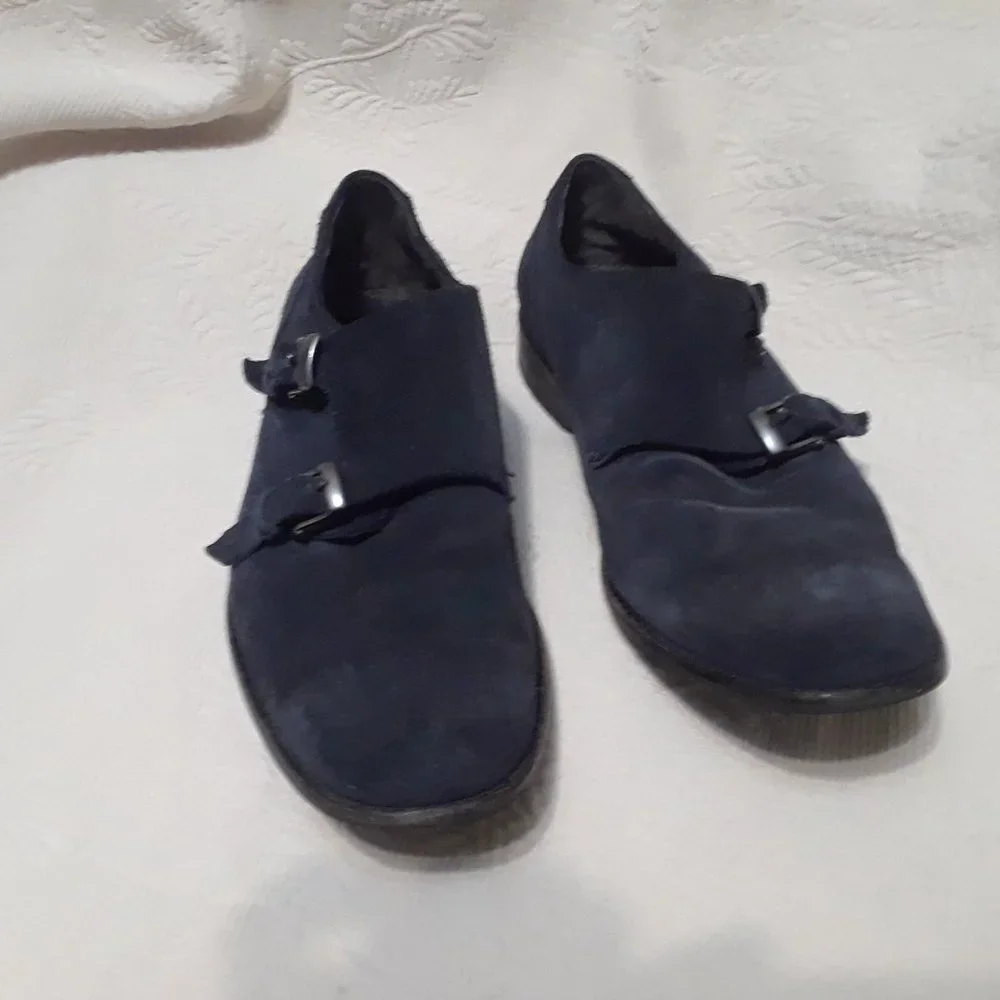 JOHN VARVATOS Double Monk Shoes Blue Suede